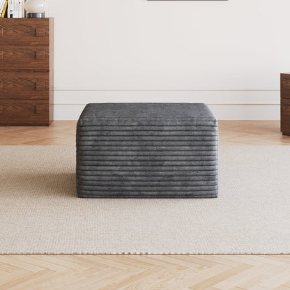 Dark Grey Corduroy Ottoman for the Living Room