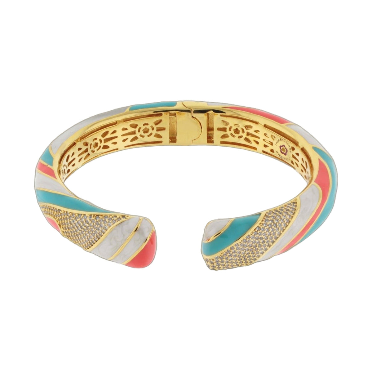 Blue Dream Bangle bracelet by Lauren G Adams in turquoise and pink enamel with gold accents on Tampa Home & Garden Store