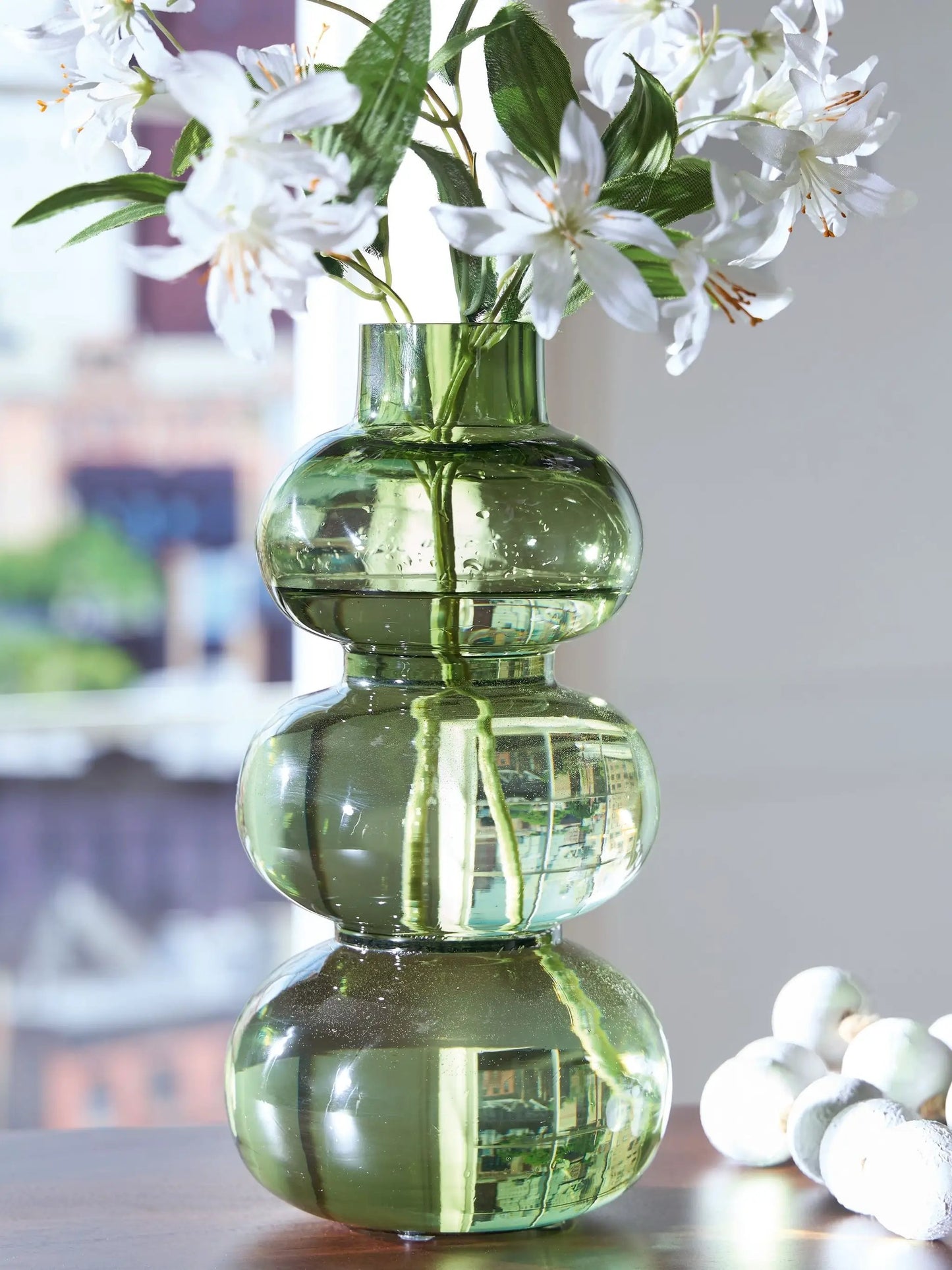 Renethorne Green Glass Vase 9 Inch Modern Decor
