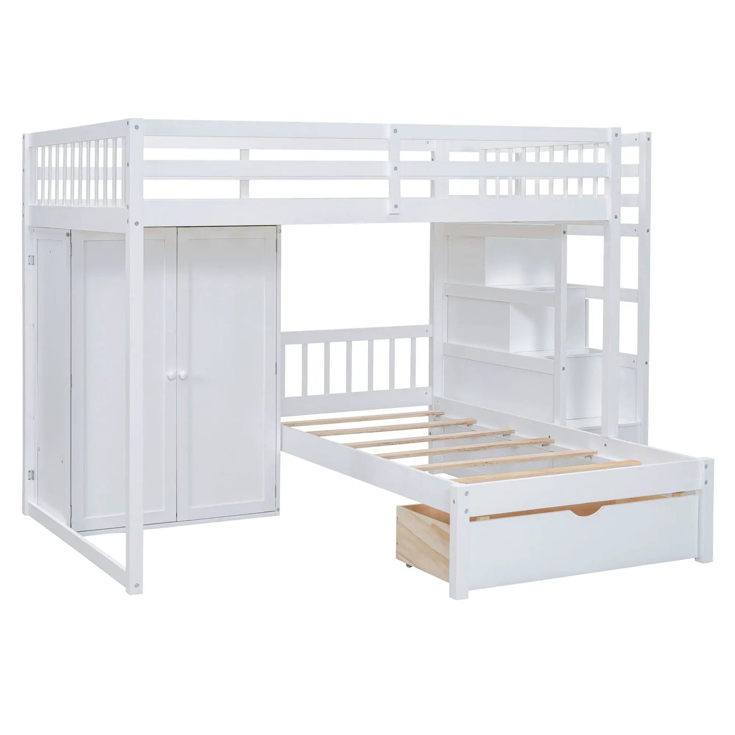 Bunk Bed With Wardrobe and Drawers Full Size
