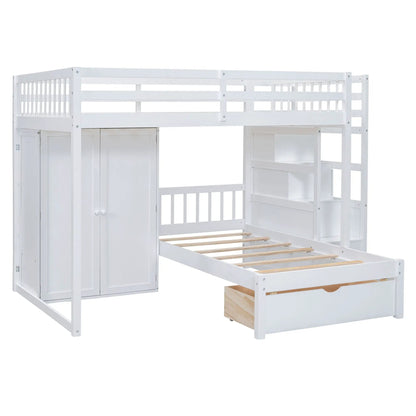 Bunk Bed With Wardrobe and Drawers Full Size