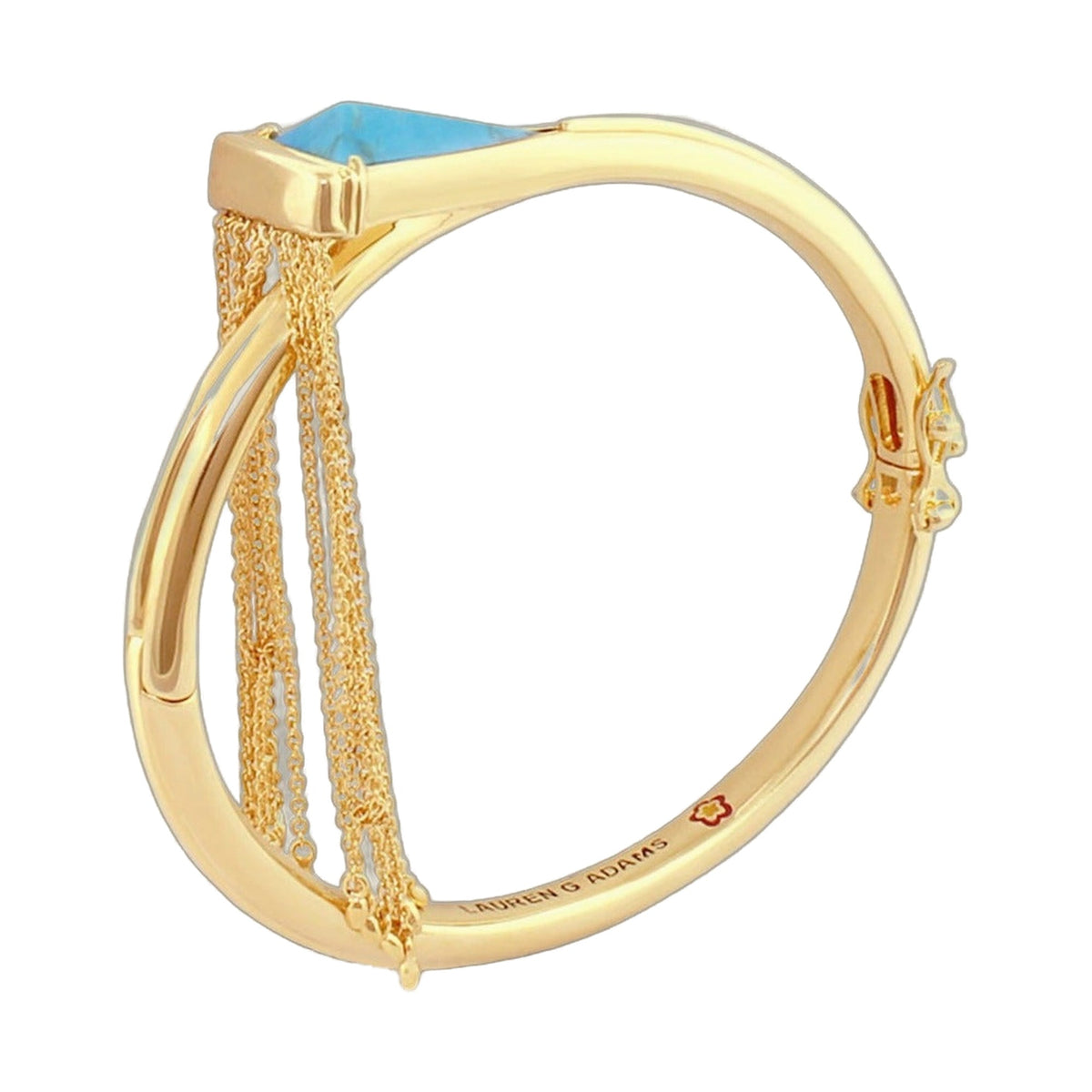 Retro Hippie Chic Bangle gold-tone hinged bracelet with turquoise cabochon Lauren G Adams on Tampa Home & Garden Store