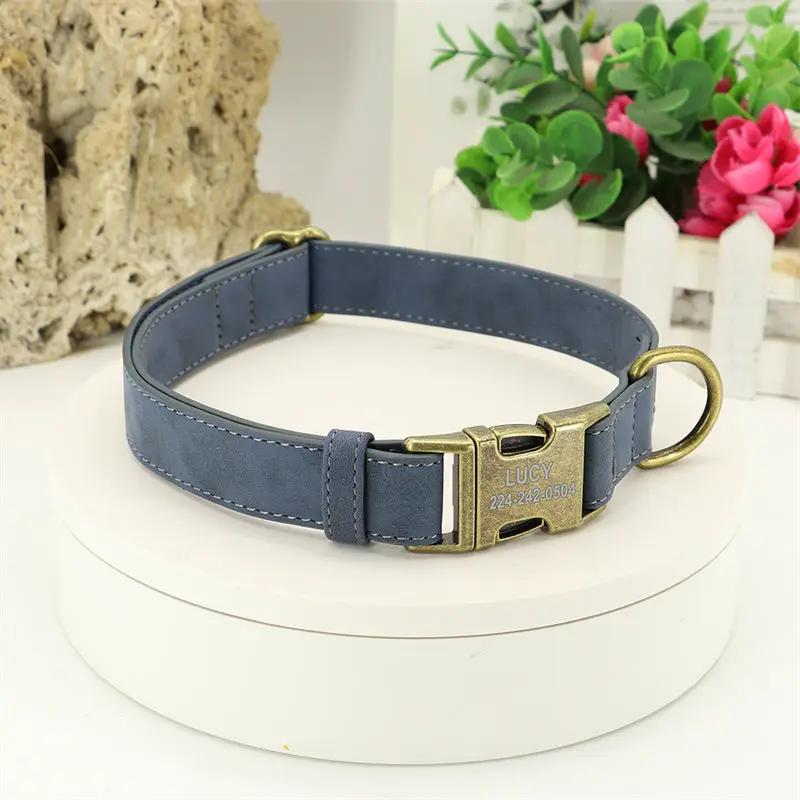 Teddy Corgi dog collar blue leather brass buckle D ring medium size by FLIPSTYLEZLLC on Tampa Home & Garden Store