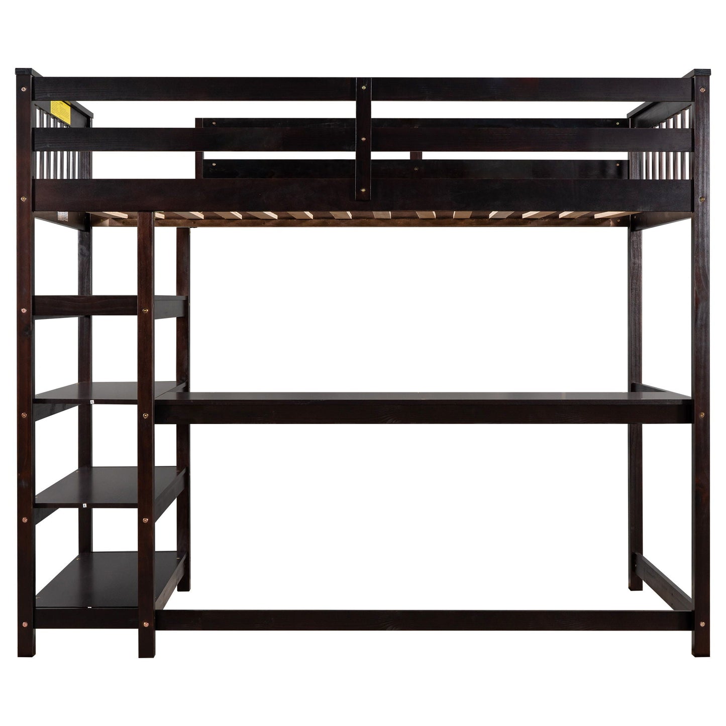 Loft Bed With Storage Shelves And Under Bed Desk dark espresso wood HouseOfZazla on Tampa Home & Garden Store