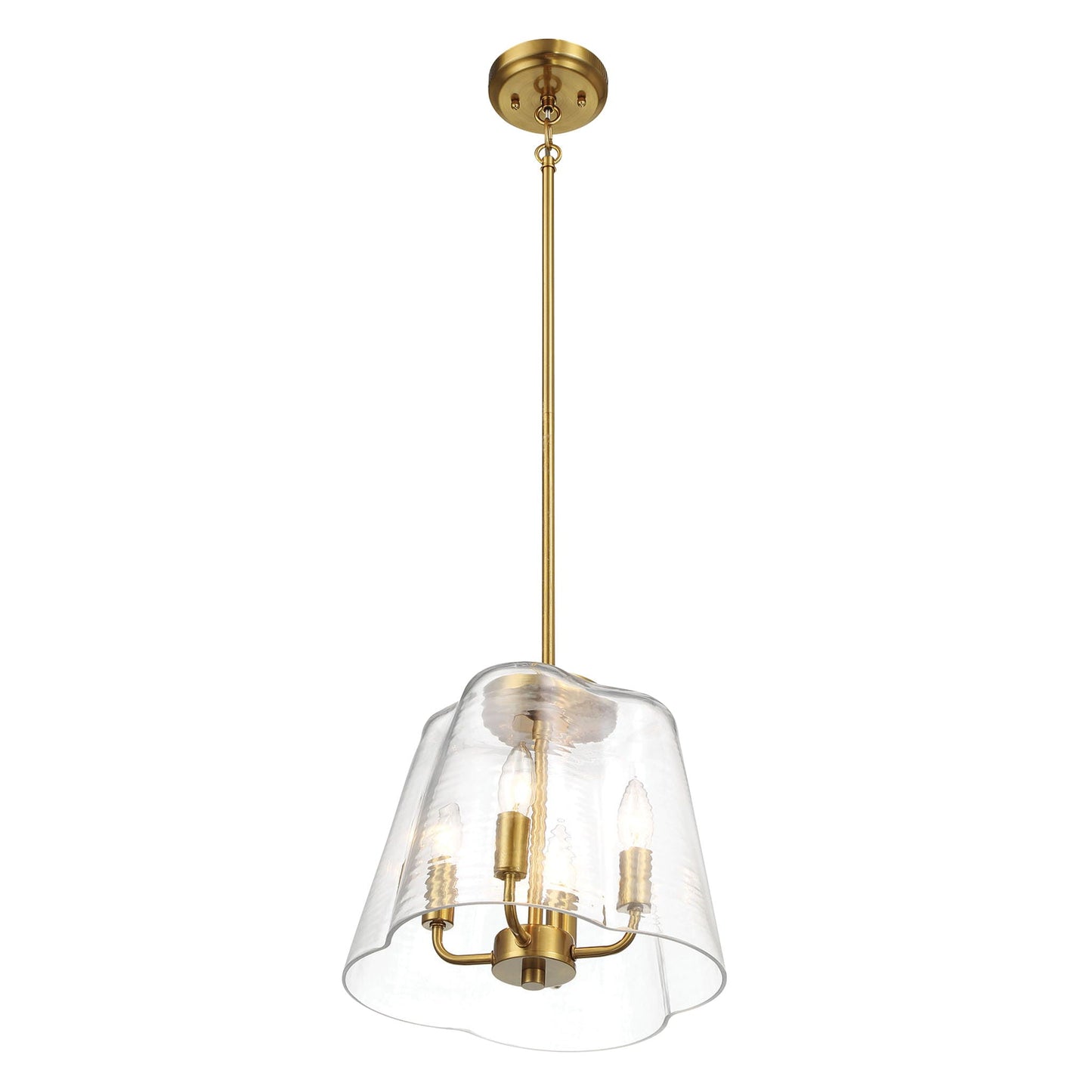 Soiree 4-Candle Pendant light by HouseOfZazla, brass finish with clear glass shade on Tampa Home & Garden Store