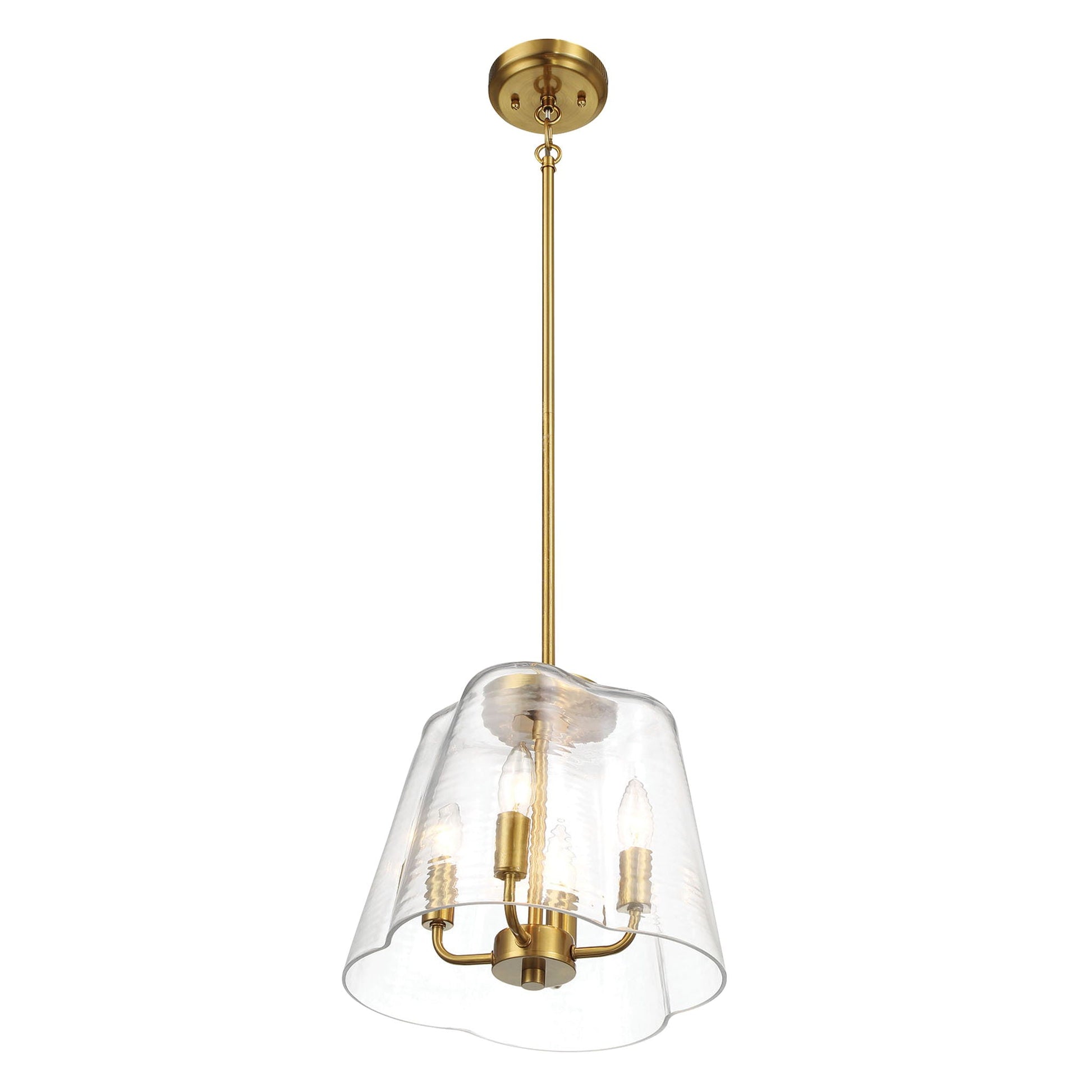 Soiree 4-Candle Pendant light by HouseOfZazla, brass finish with clear glass shade on Tampa Home & Garden Store