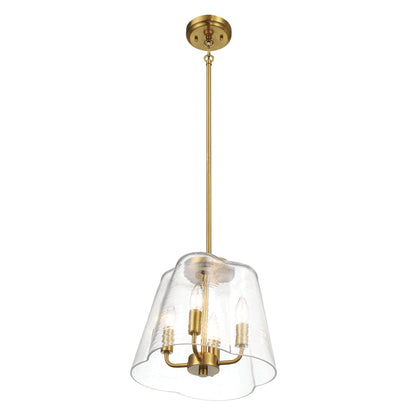 Soiree 4-Candle Pendant light by HouseOfZazla, brass finish with clear glass shade on Tampa Home & Garden Store