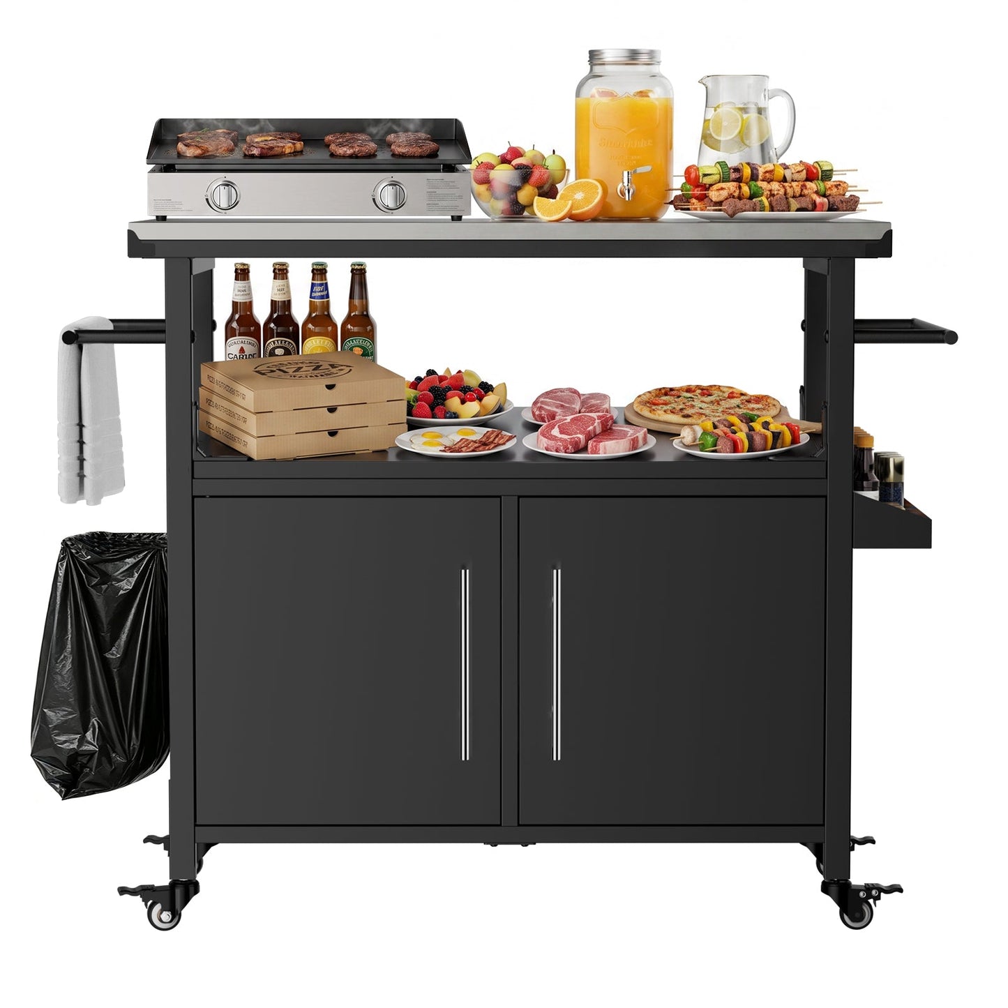 Durable Outdoor Grill Cart and Steel Table Top