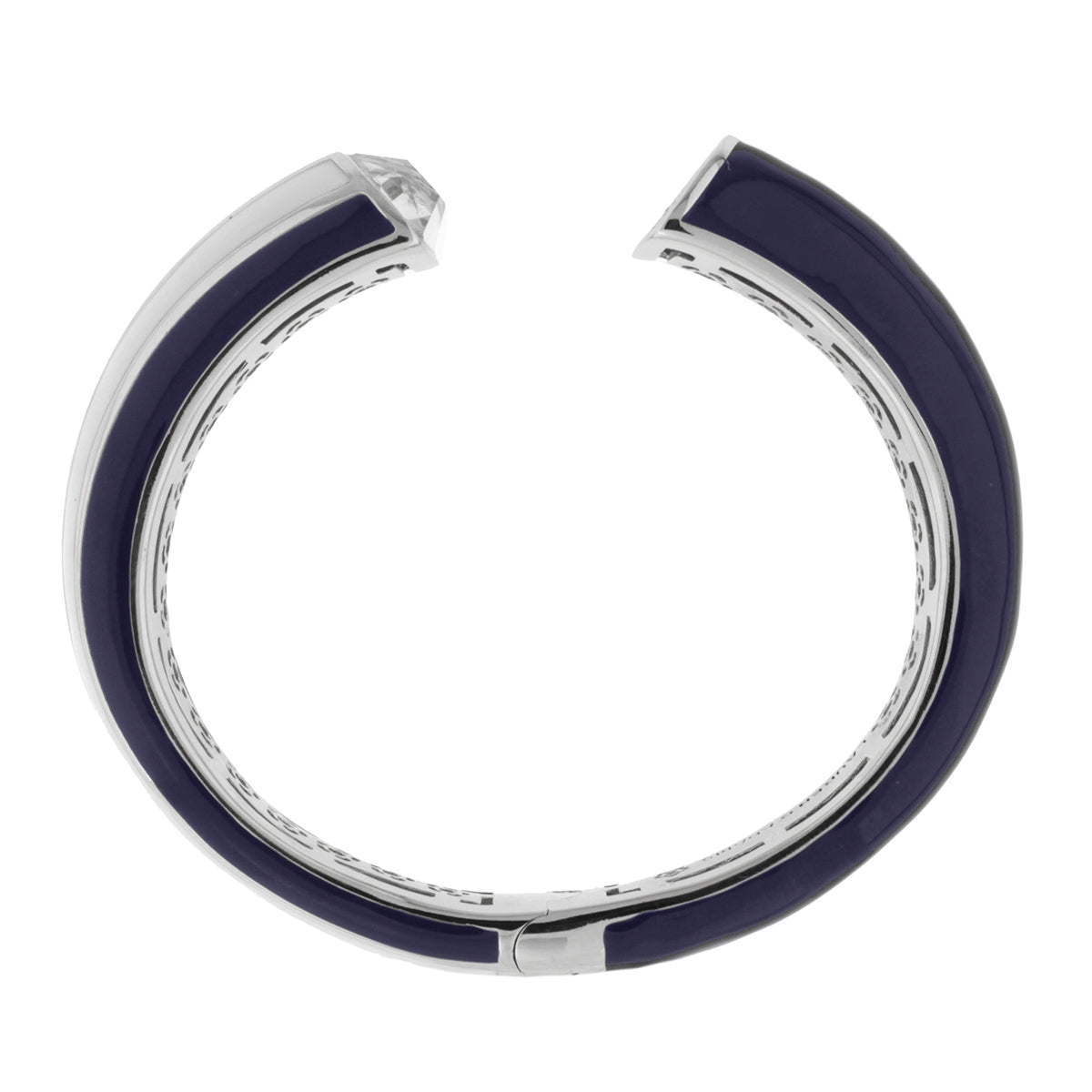 Triplet Bangle by Lauren G Adams in navy enamel with silver-tone edges open-ended bracelet on Tampa Home & Garden Store