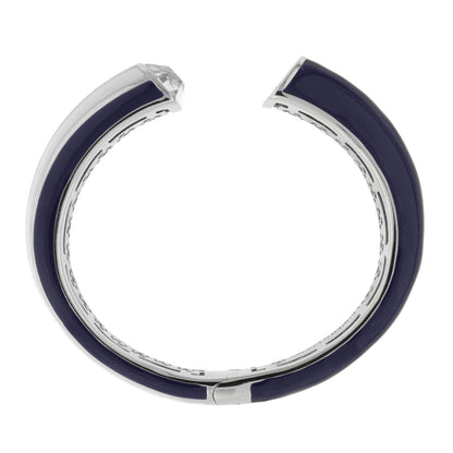 Triplet Bangle by Lauren G Adams in navy enamel with silver-tone edges open-ended bracelet on Tampa Home & Garden Store