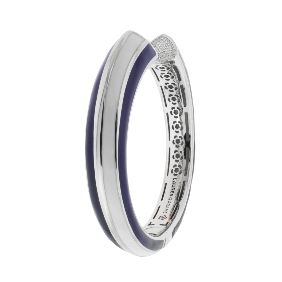 Triplet Bangle silver bracelet with purple enamel stripe and lattice inner design Lauren G Adams on Tampa Home & Garden Store