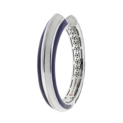 Triplet Bangle silver bracelet with purple enamel stripe and lattice inner design Lauren G Adams on Tampa Home & Garden Store