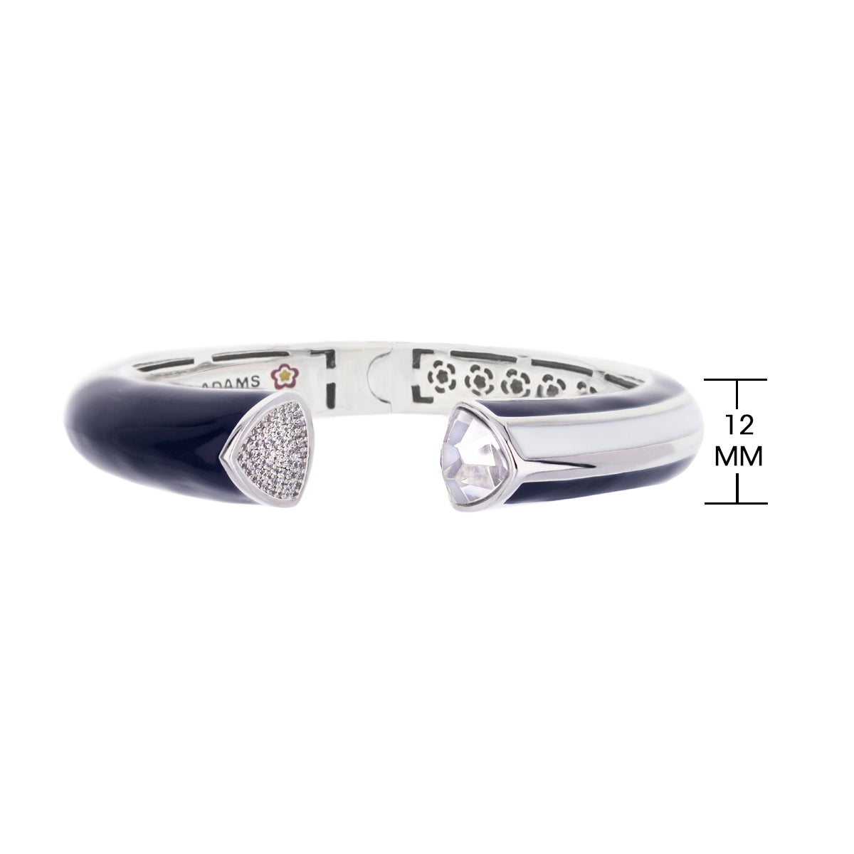 Triplet Bangle by Lauren G Adams, navy enamel bracelet with silver-tone ends and pavé diamond accents on Tampa Home & Garden Store