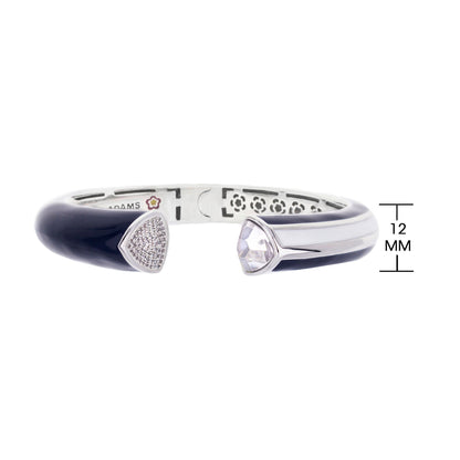 Triplet Bangle by Lauren G Adams, navy enamel bracelet with silver-tone ends and pavé diamond accents on Tampa Home & Garden Store