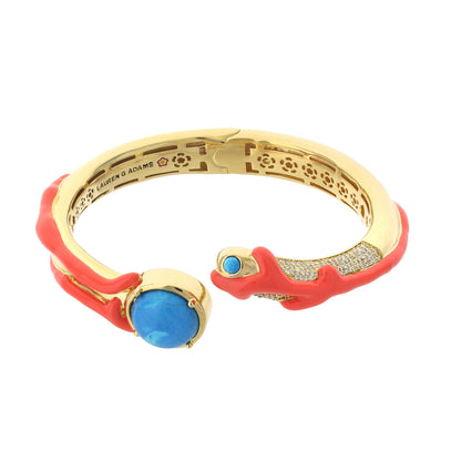 Pretty Little Things Bangle by Lauren G Adams, red enamel gold-tone bracelet with cabochon on Tampa Home & Garden Store