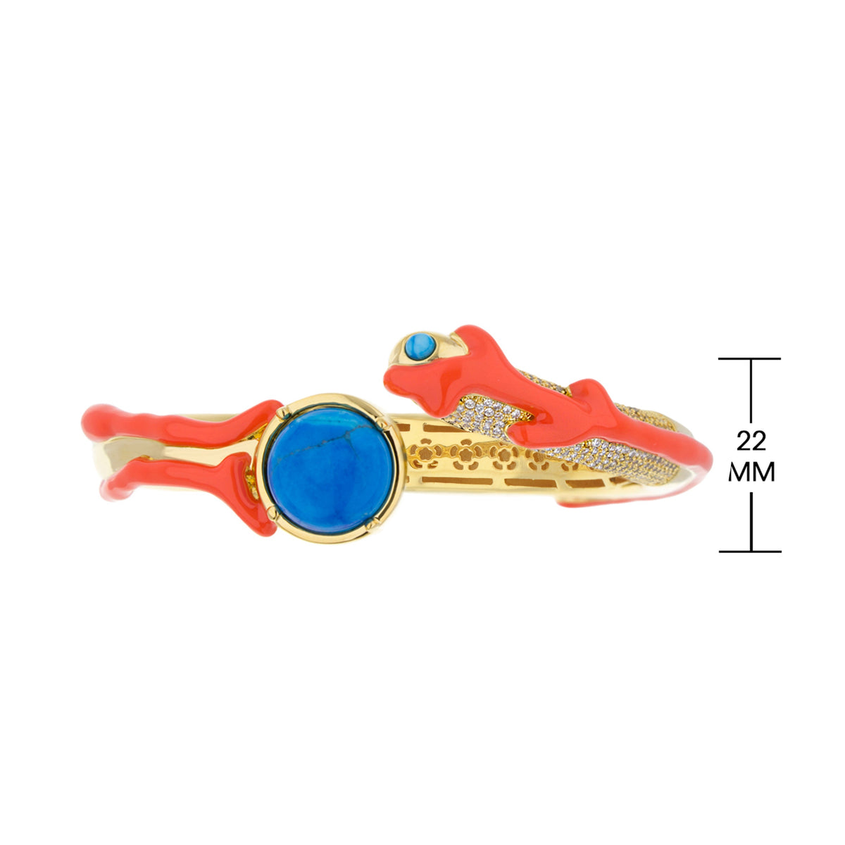 Pretty Little Things Bangle gold-tone enamel red flame with blue stone by Lauren G Adams on Tampa Home & Garden Store