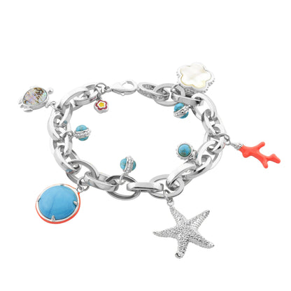 Pretty Little Things Bracelet by Lauren G Adams; silver chain with turquoise beads on Tampa Home & Garden Store