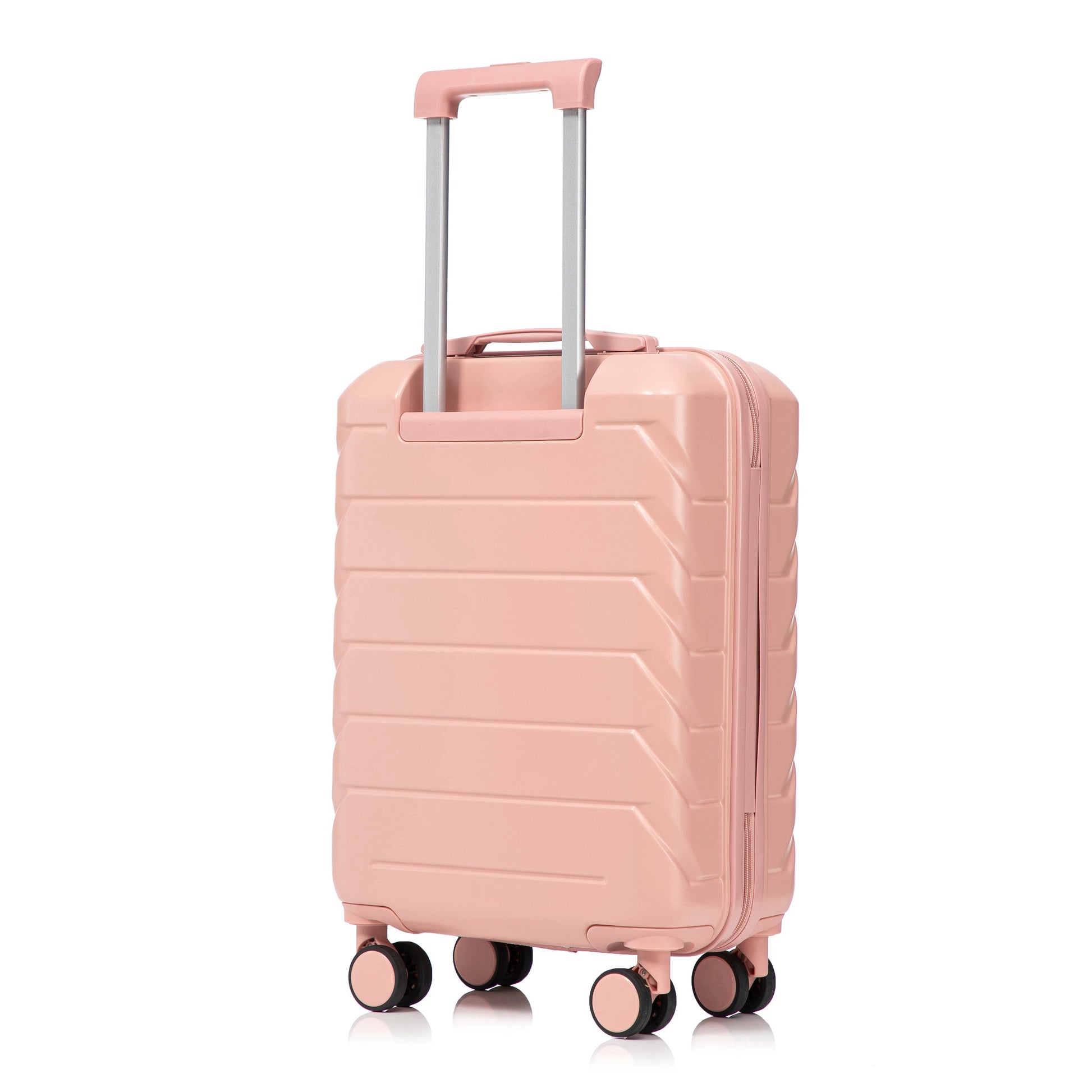 Pink ABS spinner suitcase with extendable handle and four wheels, 2-piece luggage set on Tampa Home & Garden Store