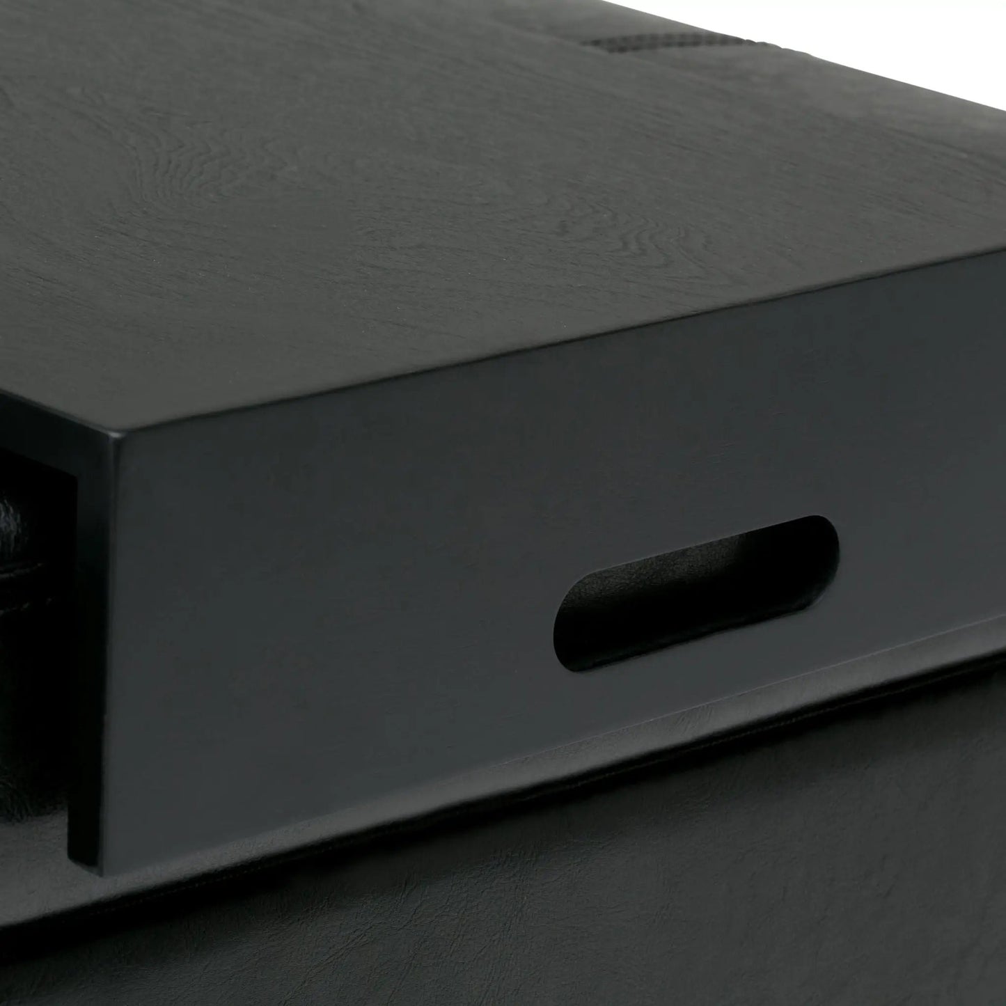 Oregon Contemporary Storage Ottoman Bench with Tray, black wood-grain top and side handles on Tampa Home & Garden Store