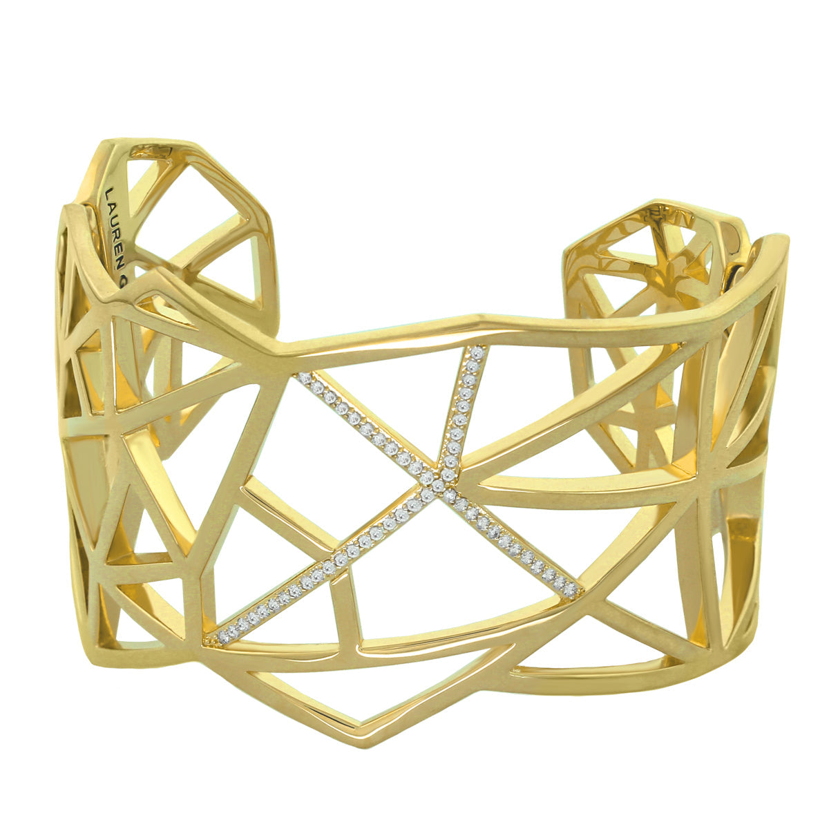 Axis Bangle bracelet gold-tone lattice cuff with diamond X accent Lauren G Adams on Tampa Home & Garden Store