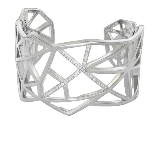Axis Bangle in silver-tone lattice with crystal accents by Lauren G Adams on Tampa Home & Garden Store