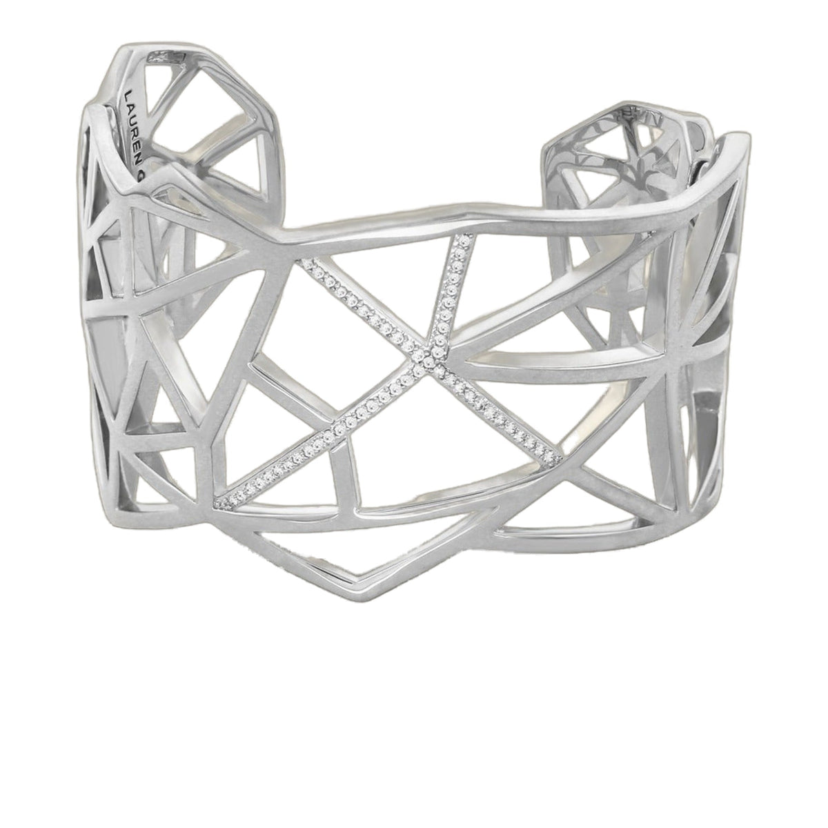 Axis Bangle bracelet with geometric silver lattice and pavé crystal accents by Lauren G Adams on Tampa Home & Garden Store