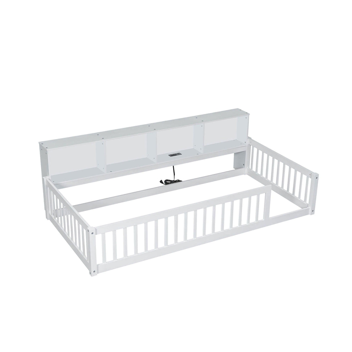Floor bed with storage cabinets and USB ports in white by HouseOfZazla on Tampa Home & Garden Store