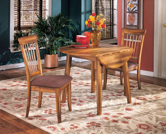 Berringer Drop Leaf Table Set 3 Piece Dining warm wood with chairs Unique Piece Furniture on Tampa Home & Garden Store