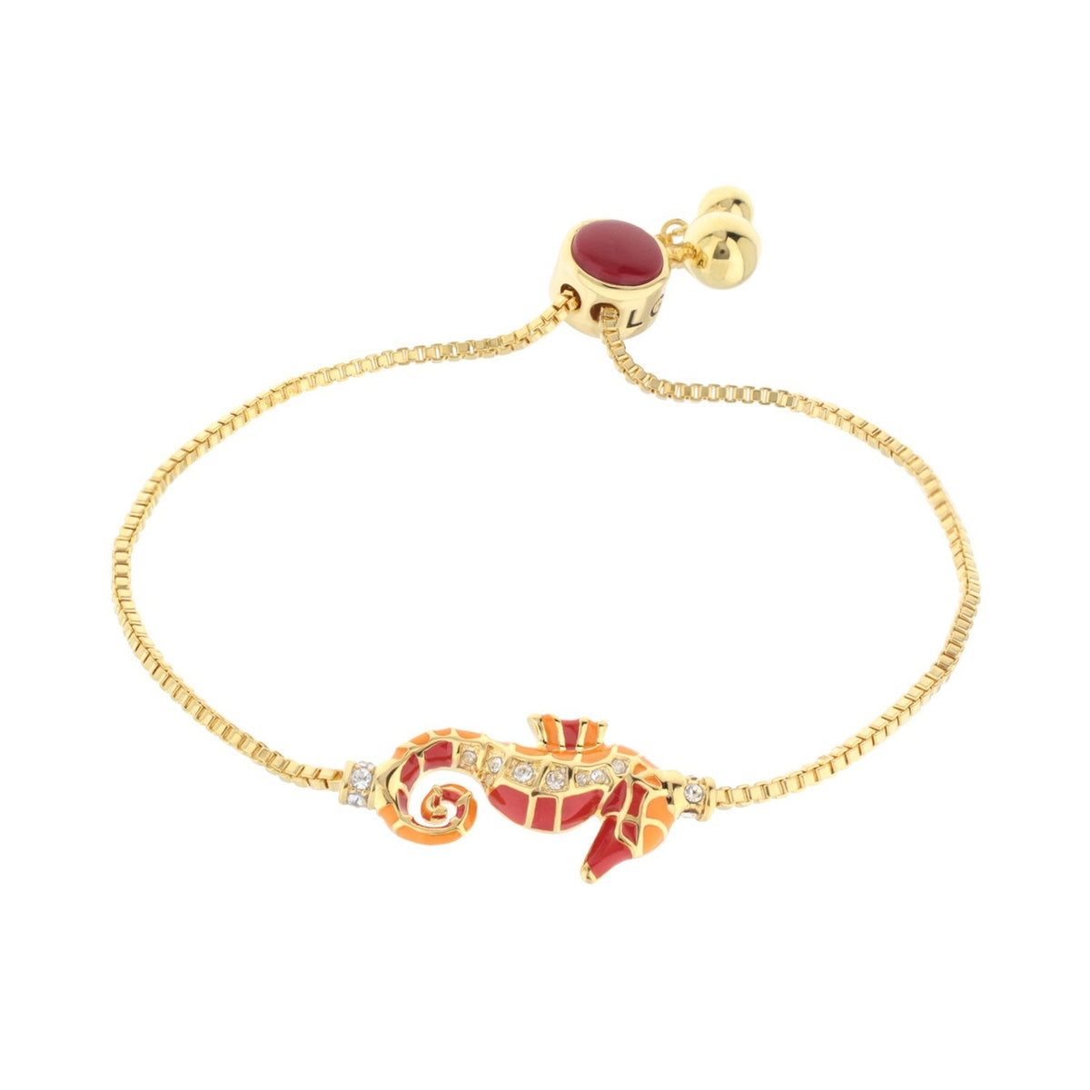 Eau Seahorse Bolo Bracelet gold-tone chain with enamel seahorse and crystals Lauren G Adams on Tampa Home & Garden Store