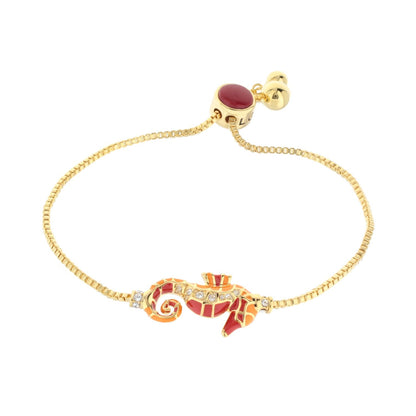 Eau Seahorse Bolo Bracelet gold-tone chain with enamel seahorse and crystals Lauren G Adams on Tampa Home & Garden Store