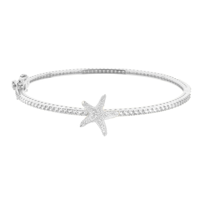 Eau Starfish Bangle by Lauren G Adams — silver-tone pave bracelet with starfish charm center on Tampa Home & Garden Store