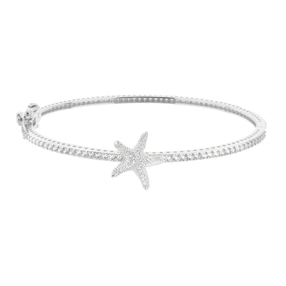 Eau Starfish Bangle by Lauren G Adams — silver-tone pave bracelet with starfish charm center on Tampa Home & Garden Store