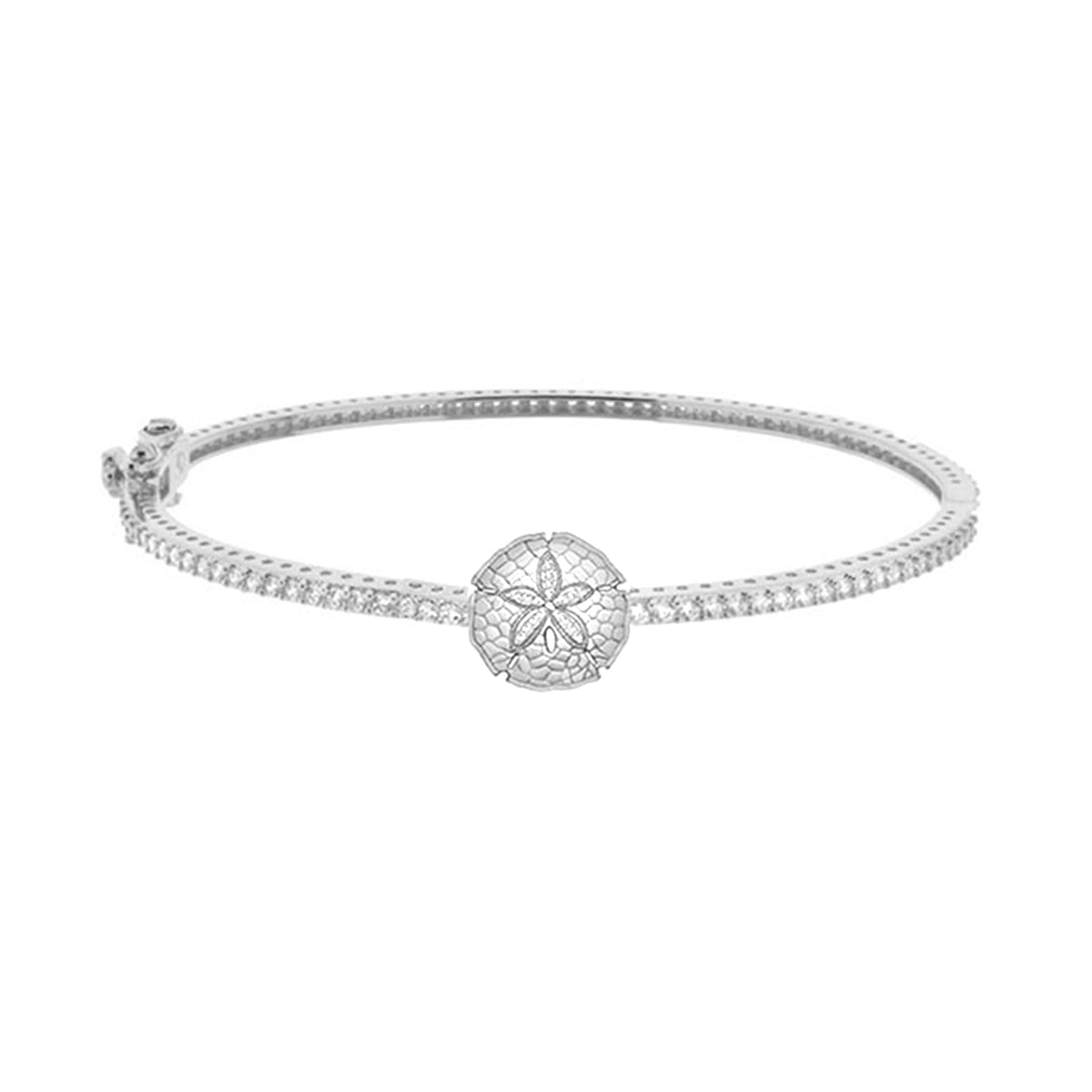 Eau Sand Dollar Bangle bracelet in silver tone with a sand dollar charm by Lauren G Adams on Tampa Home & Garden Store