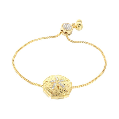 Eau Sand Dollar Bolo Bracelet gold-tone with crystal sand dollar charm by Lauren G Adams on Tampa Home & Garden Store