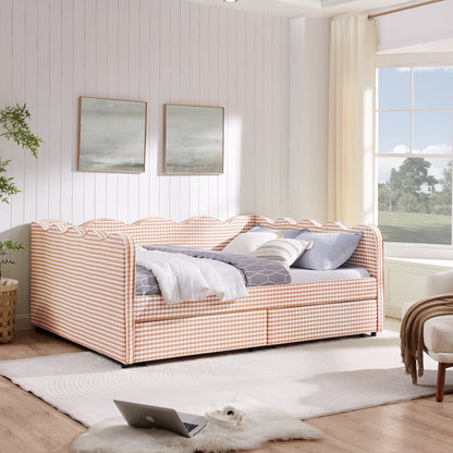 Queen Gingham Daybed with USB Port and Drawers