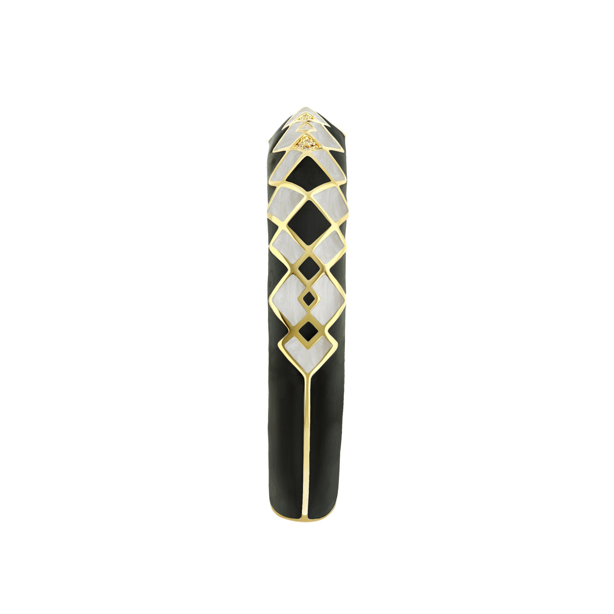 Fierce Edge Bangle hinged bracelet with black and white geometric enamel, gold Lauren G Adams on Tampa Home & Garden Store