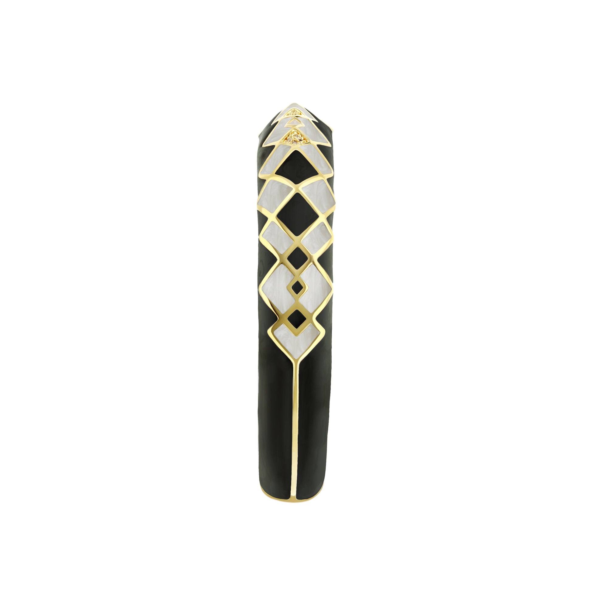 Fierce Edge Bangle hinged bracelet with black and white geometric enamel, gold Lauren G Adams on Tampa Home & Garden Store
