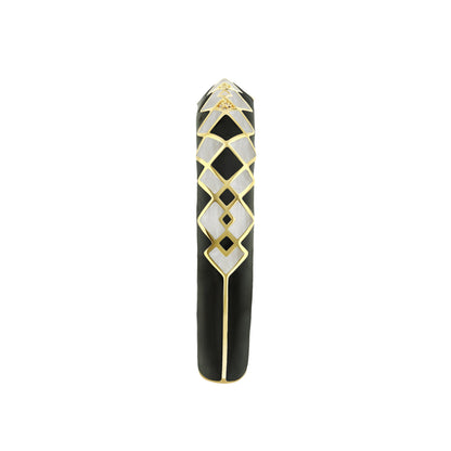 Fierce Edge Bangle hinged bracelet with black and white geometric enamel, gold Lauren G Adams on Tampa Home & Garden Store