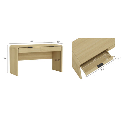 Oak office desk with 2 drawers, natural finish, Grace Collection by HouseOfZazla on Tampa Home & Garden Store