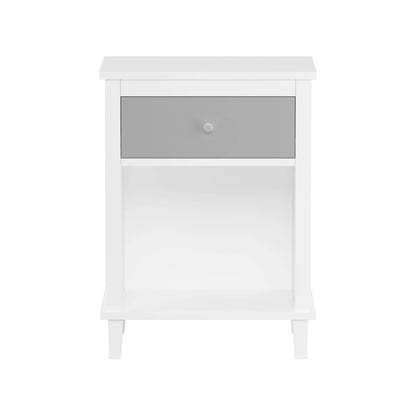 Nightstand with 1 drawer and 1 shelf, white frame, gray front, Unique Piece Furniture on Tampa Home & Garden Store