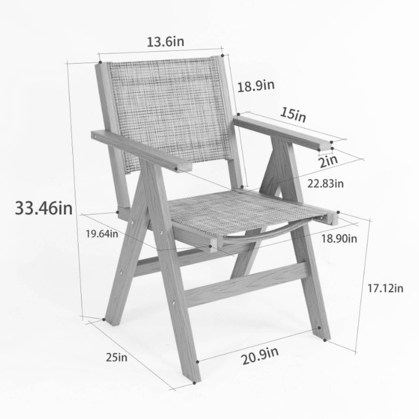 2 Piece Hips Outdoor Dining Chairs for Patio