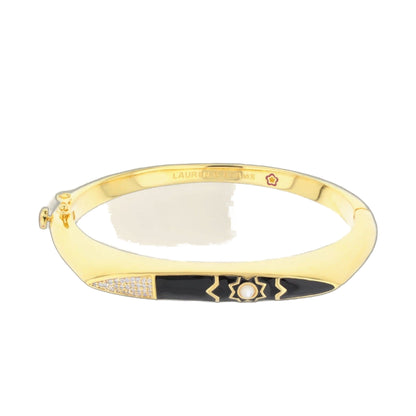 Renaissance Bangle gold-tone with hinge lock; crystal pavé, black enamel, Lauren G Adams on Tampa Home & Garden Store