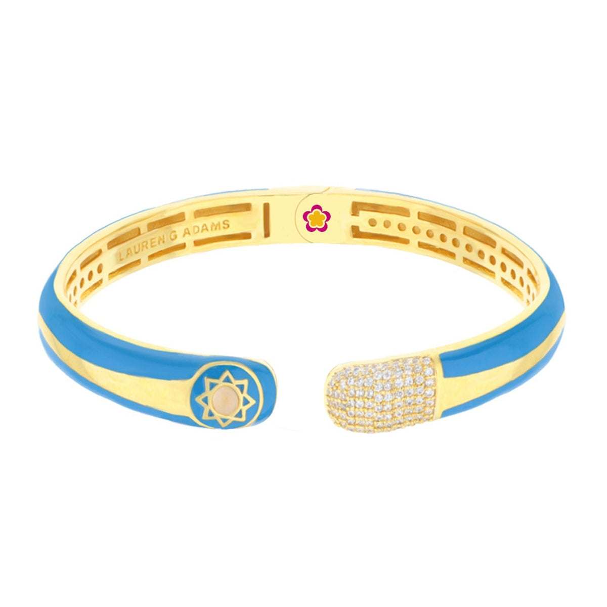 Renaissance Bangle bracelet gold-tone with blue enamel and pave ends by Lauren G Adams on Tampa Home & Garden Store