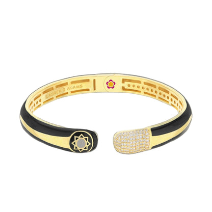 Renaissance Bangle hinged bracelet in black enamel and gold-tone metal with sun motif accents, Lauren G Adams on Tampa Home & Garden Store