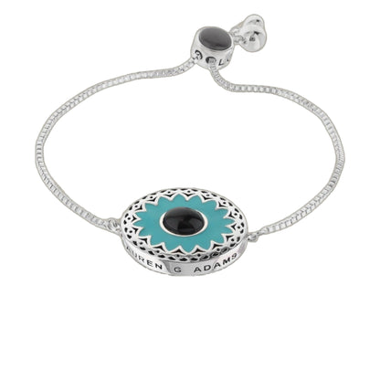 Infinity Bolo Bracelet by Lauren G Adams, silver-tone chain with turquoise centerpiece on Tampa Home & Garden Store