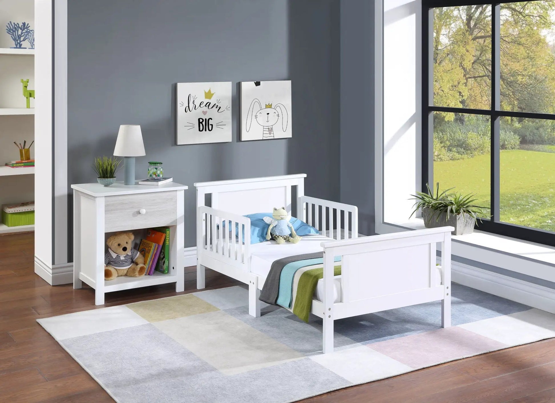 Connelly Reversible Panel Toddler Bed by Unique Piece Furniture, white finish on Tampa Home & Garden Store