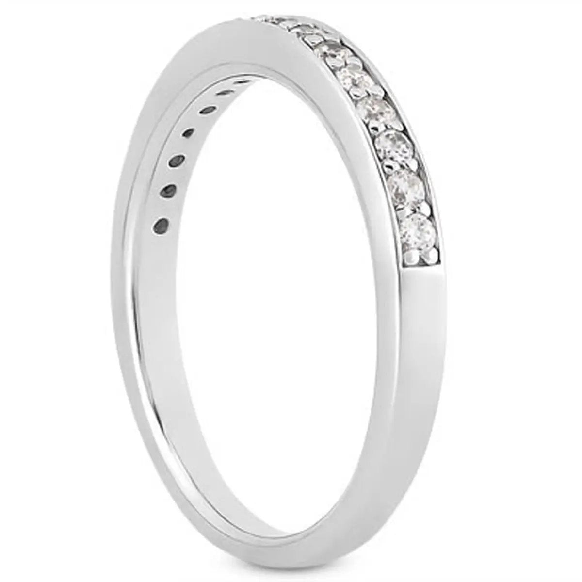 14k white gold pave diamond wedding ring band, half-around design on Tampa Home & Garden Store