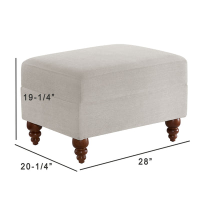 Beige gray upholstered ottoman footrest with turned wood legs HouseOfZazla on Tampa Home & Garden Store