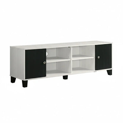 Two Tone TV Stand With Open Shelves Storage