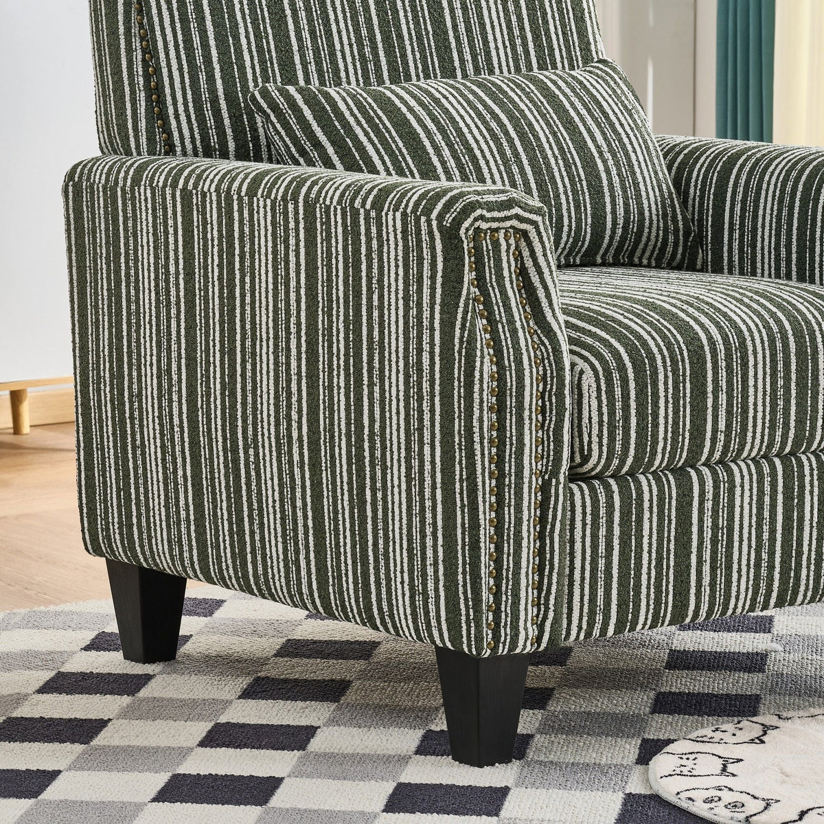 Comfy Upholstered Armchair And Wooden Frame